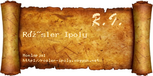 Rösler Ipoly névjegykártya
