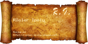 Rösler Ipoly névjegykártya